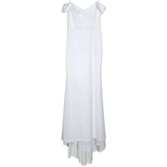 Lulus Arienne White Off-the-Shoulder Mermaid Maxi Dress Size Medium NEW NWT - Picture 4 of 15